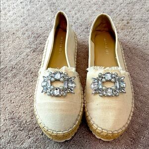 Marc Fisher Cream Espadrilles with Crystal Accents